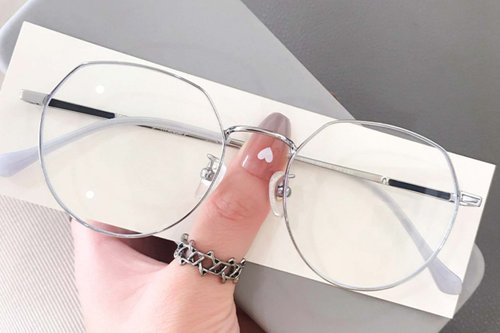 Lunettes géométriques en titane argenté #BS0406-0336
