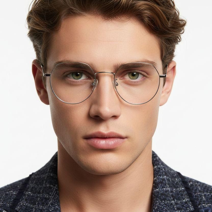 Geometrische Silber-Titanbrille #BS0406-0336