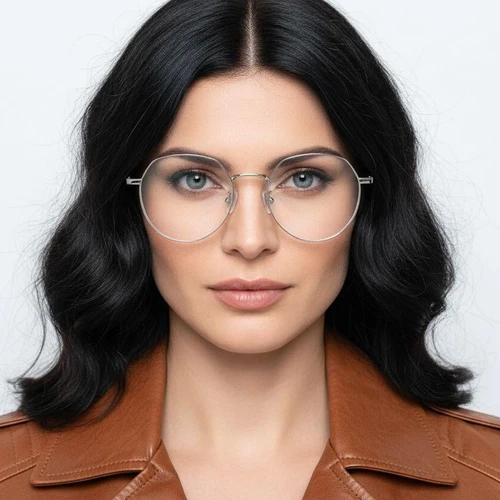 Lunettes géométriques en titane argenté #BS0406-0336