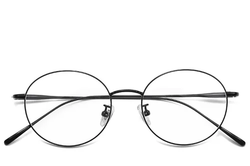 Lunettes ovales en titane noir #BS0406-0357