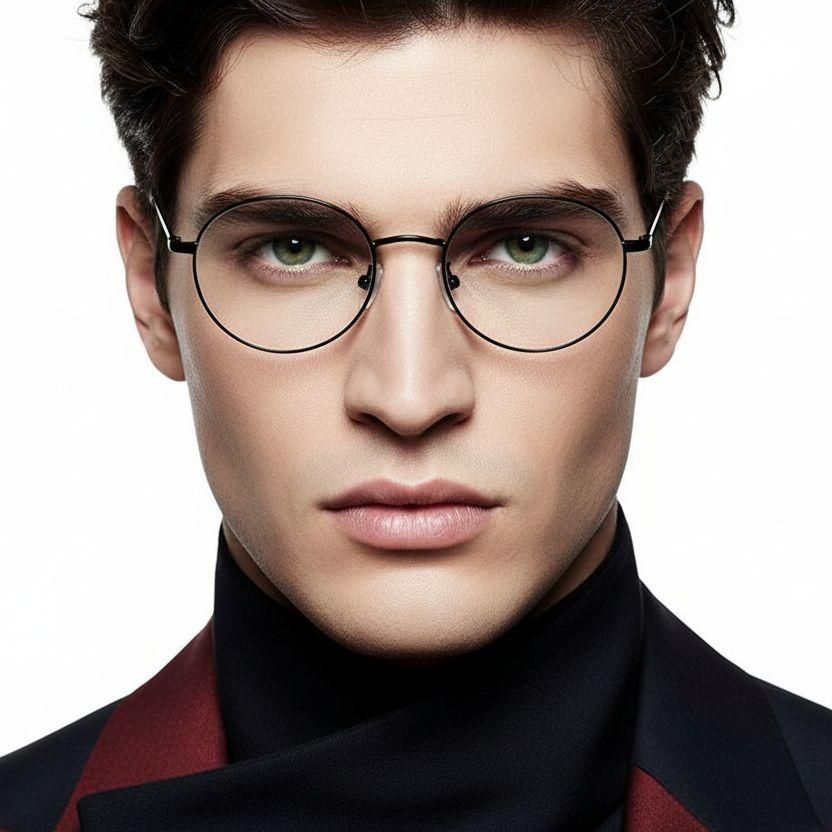 Gafas ovaladas de titanio negro #BS0406-0357