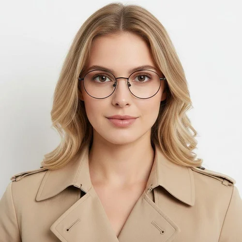 Lunettes ovales en titane noir #BS0406-0357
