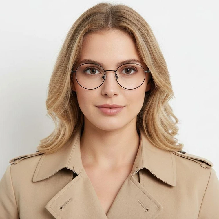 Ovale schwarze Titanbrille #BS0406-0357