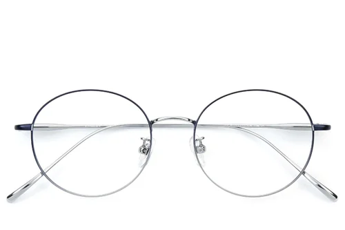 Lunettes ovales en titane argenté #BS0406-0358
