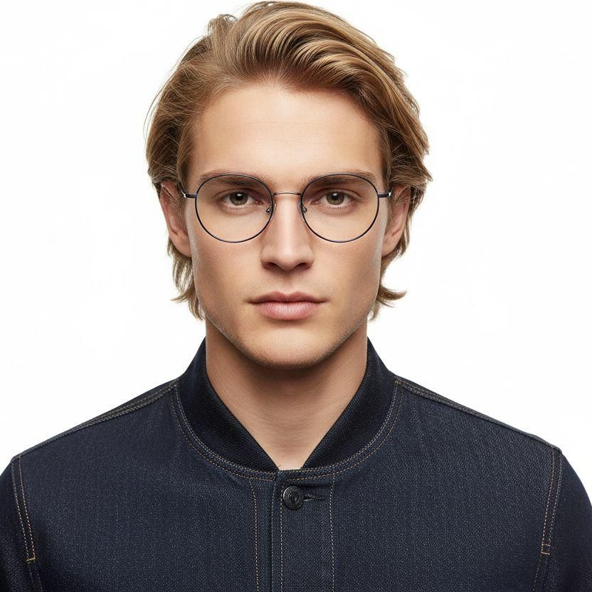 Gafas ovaladas de titanio plateado #BS0406-0358