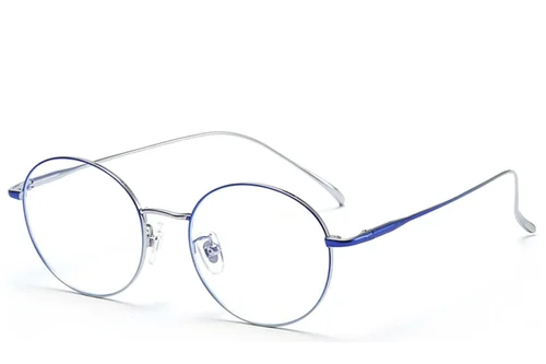 Lunettes ovales en titane bleu #BS0406-0360