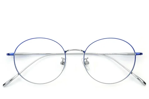 Lunettes ovales en titane bleu #BS0406-0360