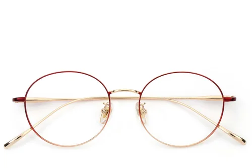 Lunettes ovales en titane rouge #BS0406-0361