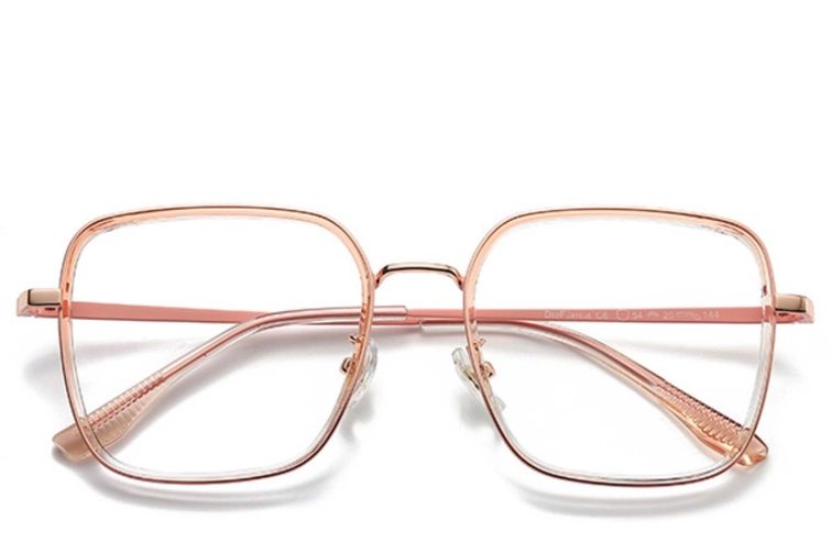 Rectangular Pink Metal Glasses #BS0406-0372