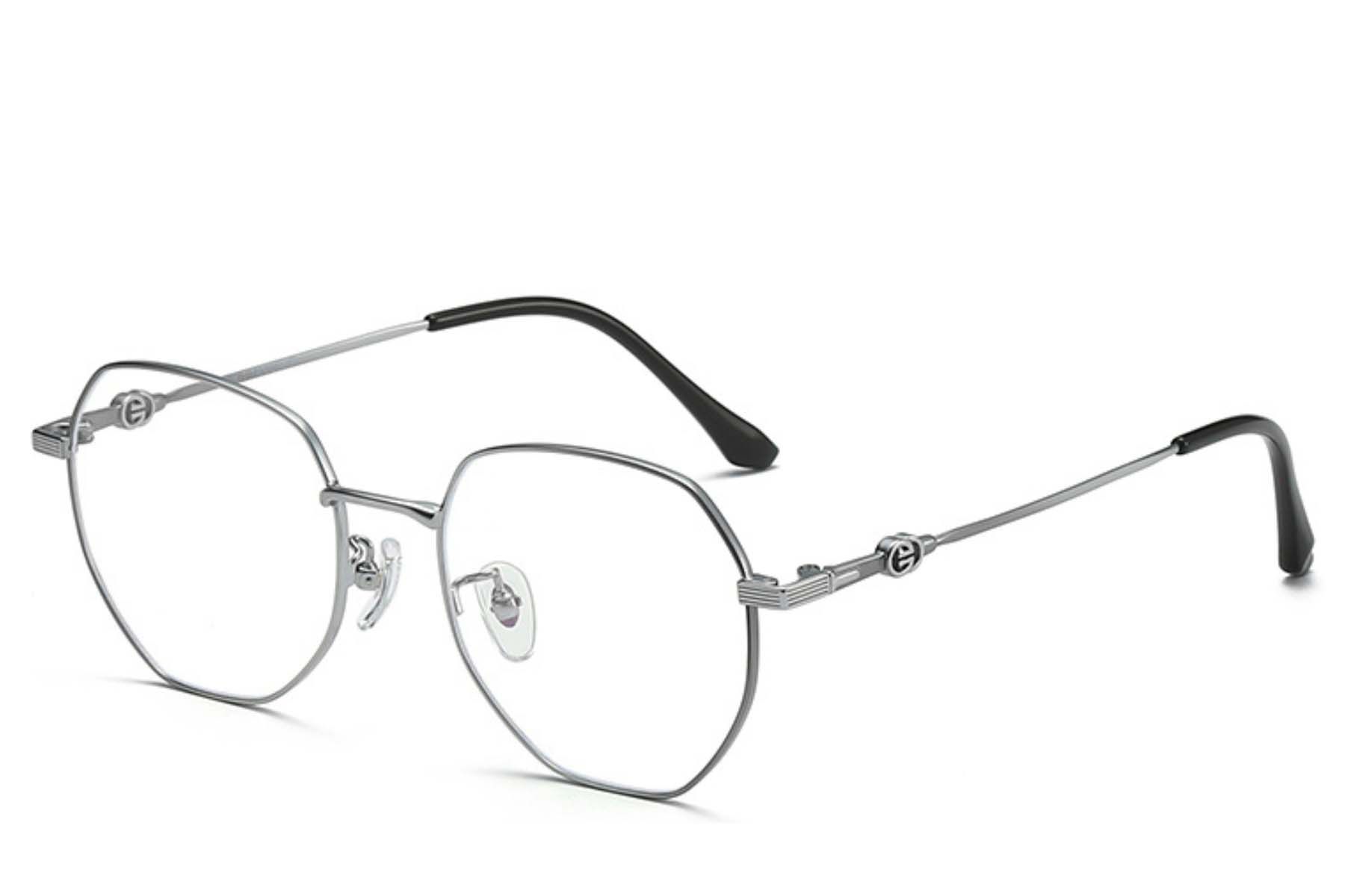 Gafas geométricas de titanio plateado #BS0406-0380