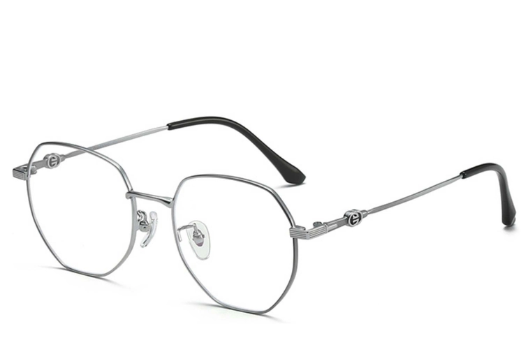 Gafas geométricas de titanio plateado #BS0406-0380