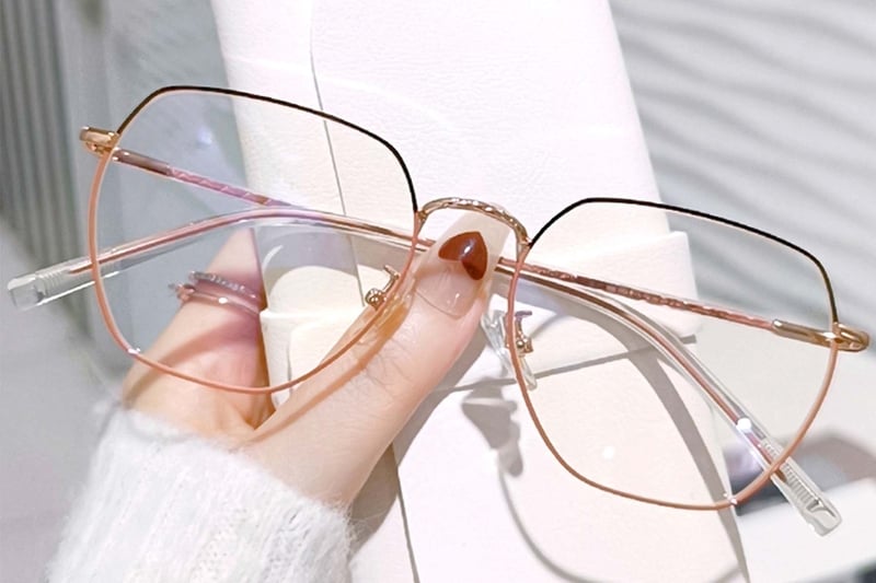 Rectangular Pink Metal Glasses #BS0406-0384