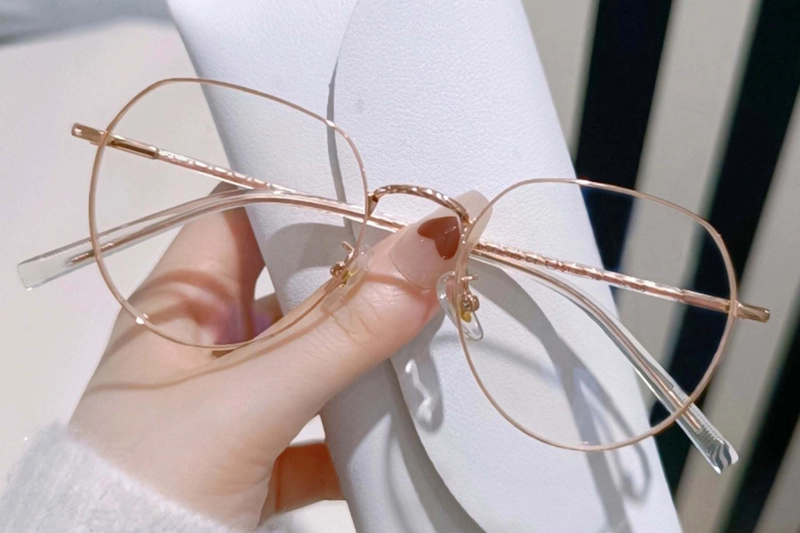 Oval Pink Metal Glasses #BS0406-0385