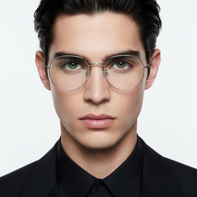 Gafas ovaladas de metal plateado #BS0406-0386