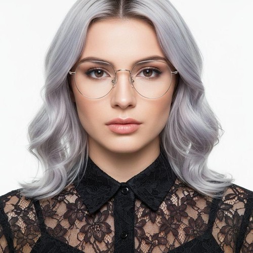 Oval Silver Metal Glasses #BS0406-0386