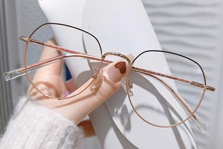 Oval Pink Metal Glasses #BS0406-0387