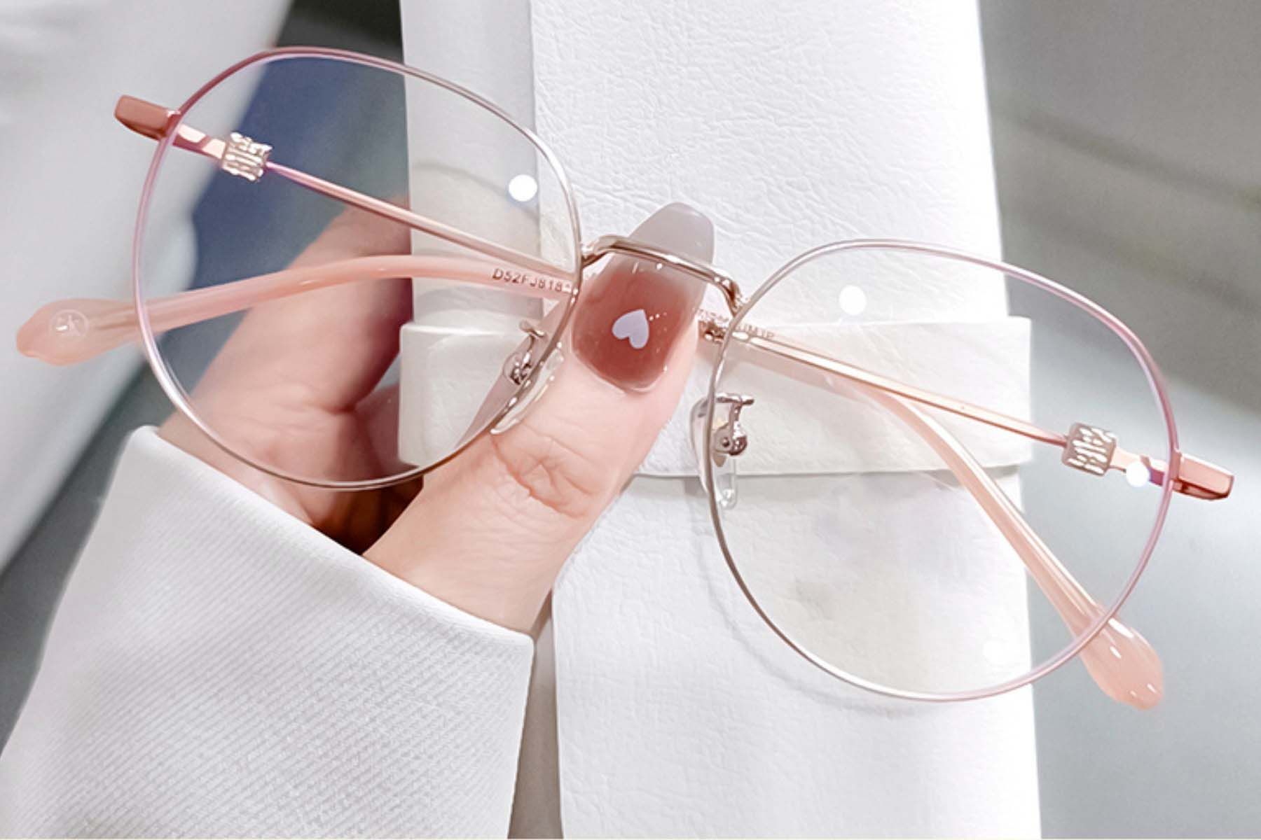 Gafas ovaladas de titanio rosa #BS0406-0394