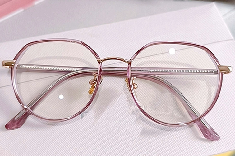 Lunettes ovales en métal violet #BS0406-0403