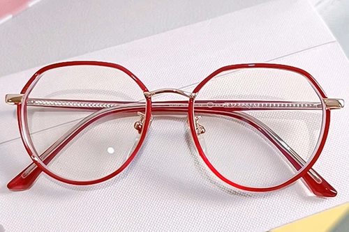 Oval Red Metal Glasses #BS0406-0404