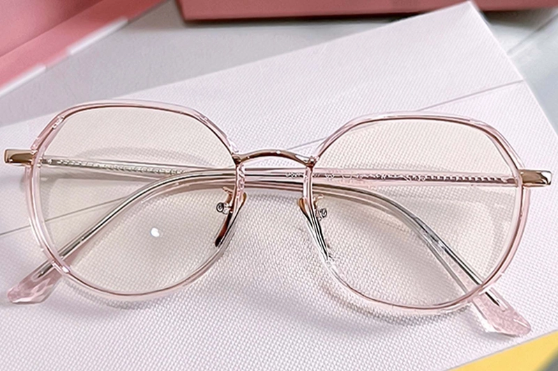 Oval Pink Metal Glasses #BS0406-0405