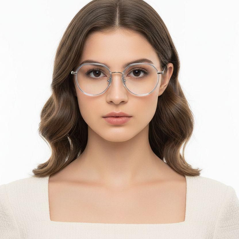 Gafas ovaladas de metal azul #BS0406-0406