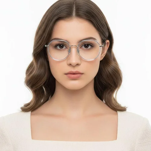 Lunettes ovales en métal bleu #BS0406-0406