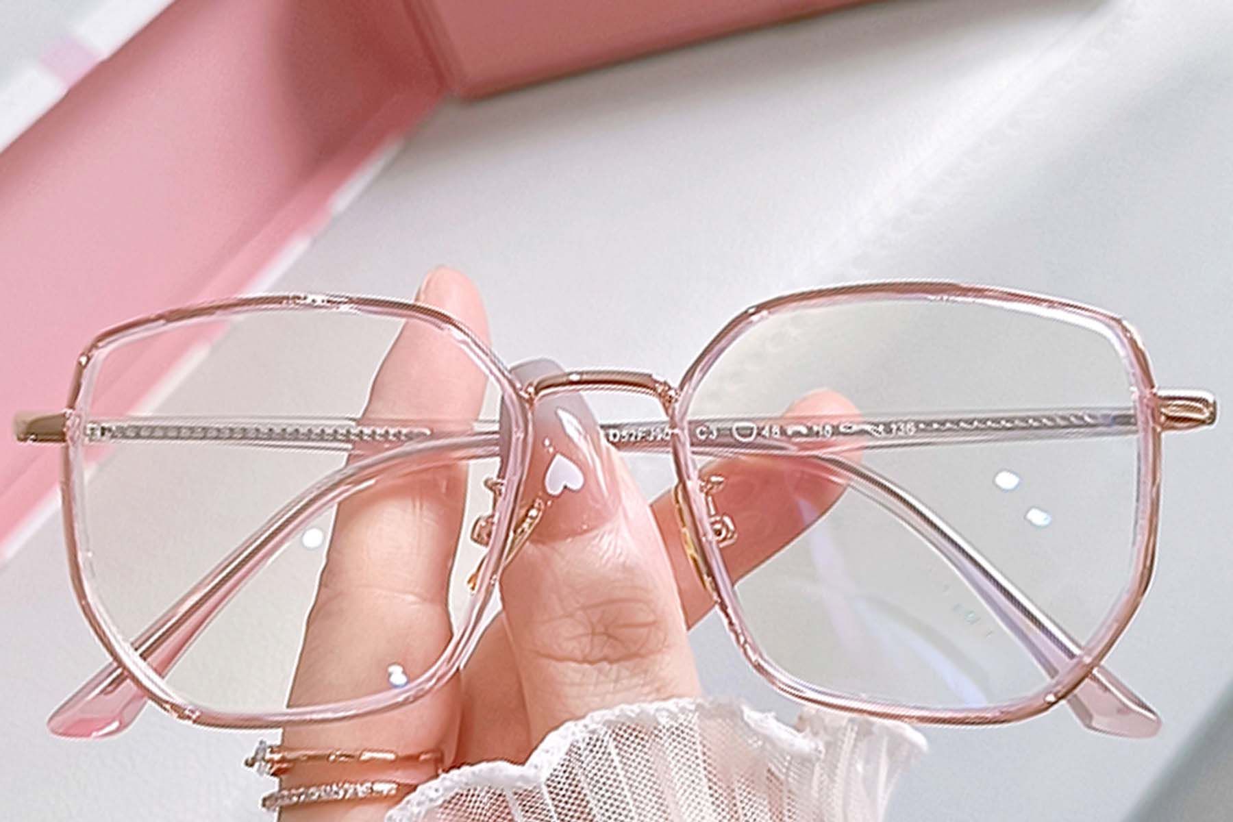 Gafas geométricas de metal rosa #BS0406-0410