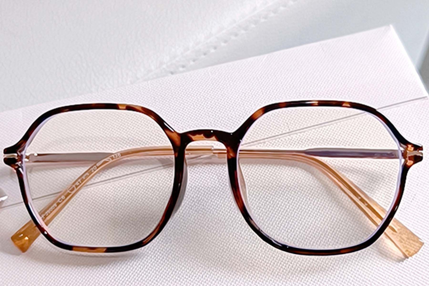 Gafas geométricas de metal con diseño de carey #BS0406-0416