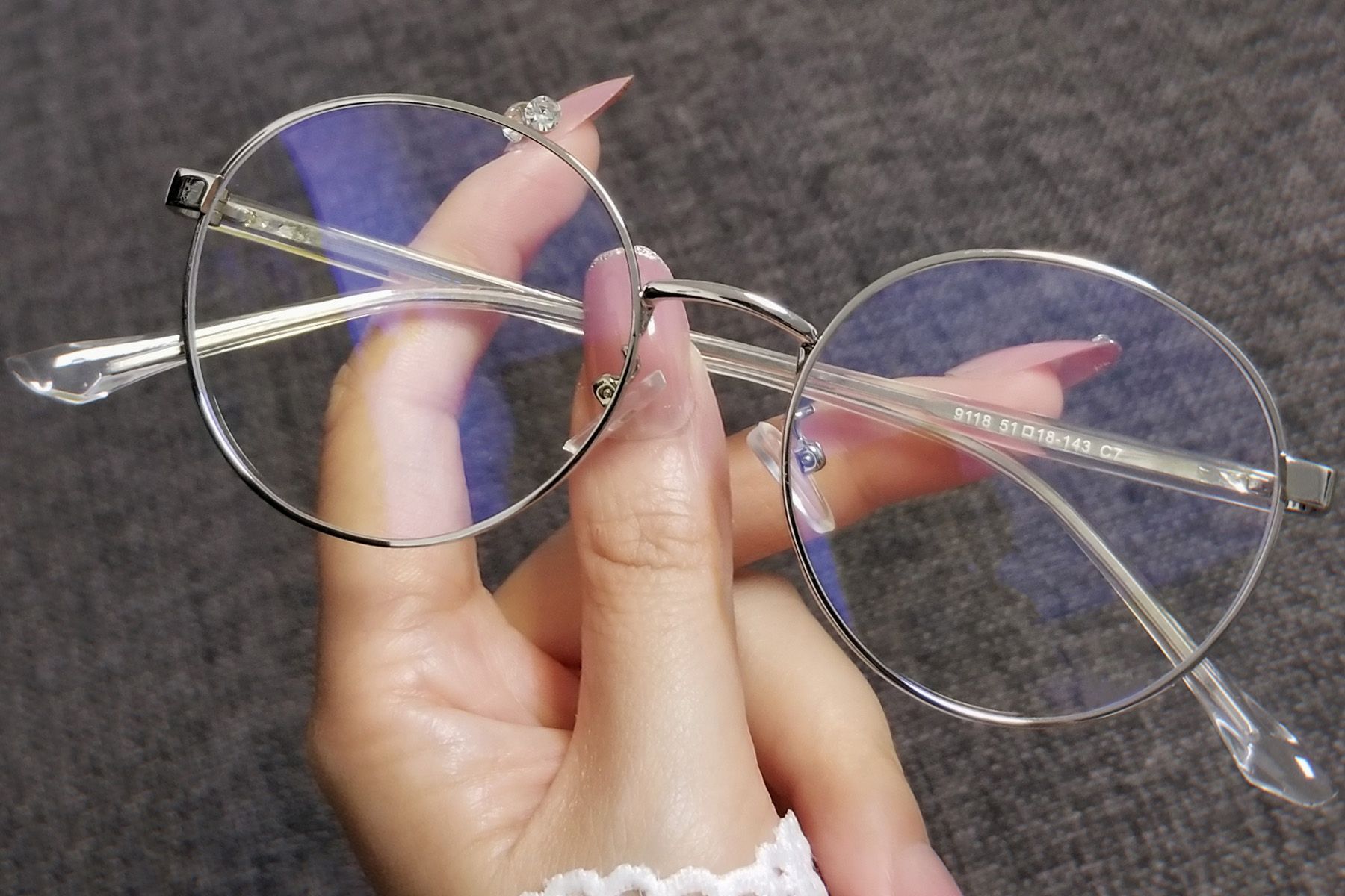 Gafas ovaladas de metal plateado #BS0406-0420