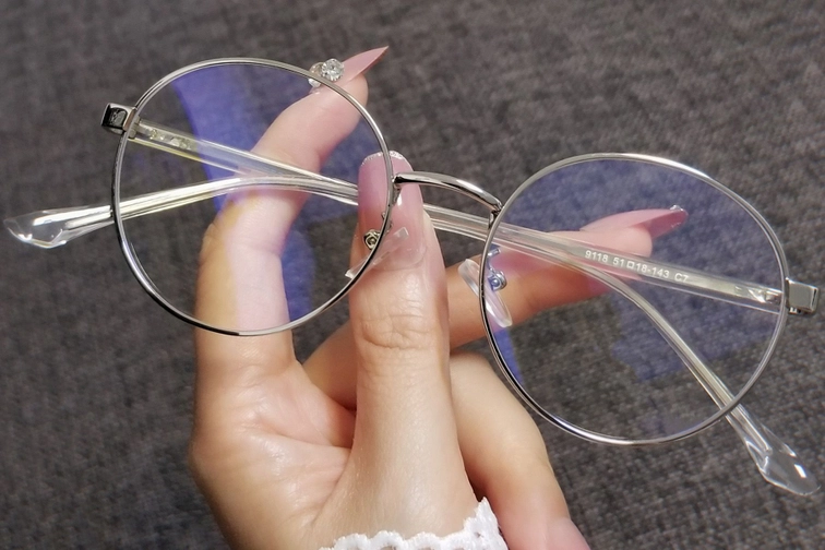 Oval Silver Metal Glasses #BS0406-0420