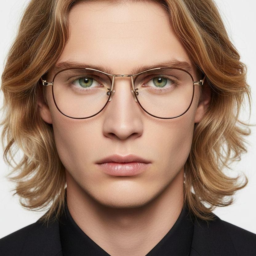 Gafas de metal marrón aviador #BS0406-0430