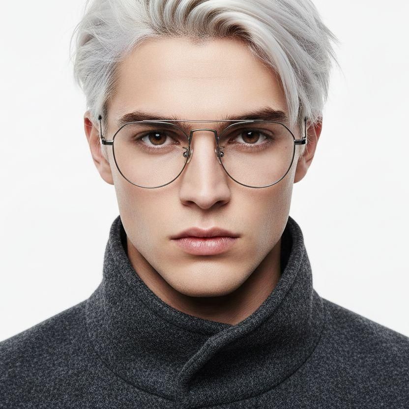 Gafas de aviador de metal plateado #BS0406-0437