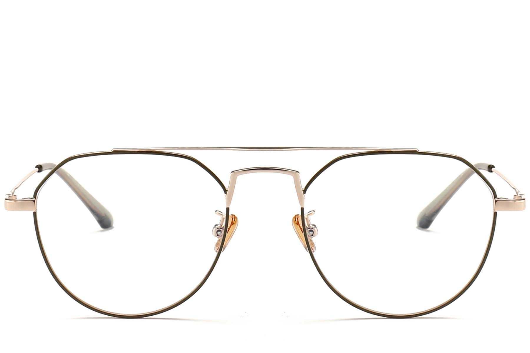 Aviator Green Metal Glasses #BS0406-0439