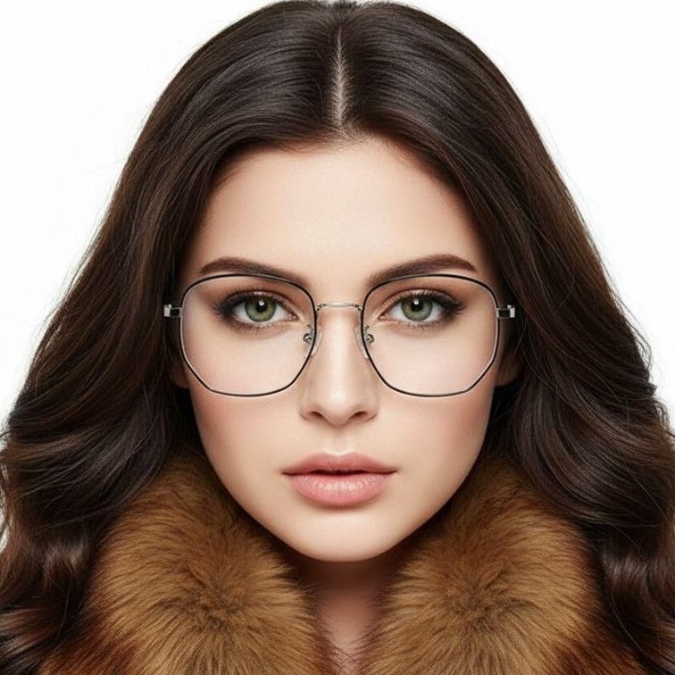 Gafas geométricas de metal plateado #BS0406-0450