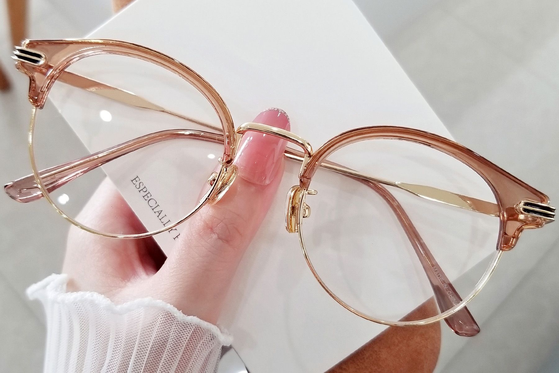 Semi-rimless Pink TR90 Glasses #BS0406-0453 Optics