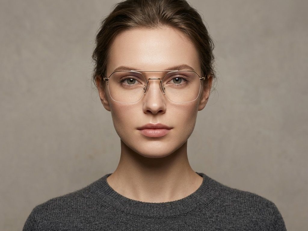 Aviator Golden Metal Glasses #BS0406-0459