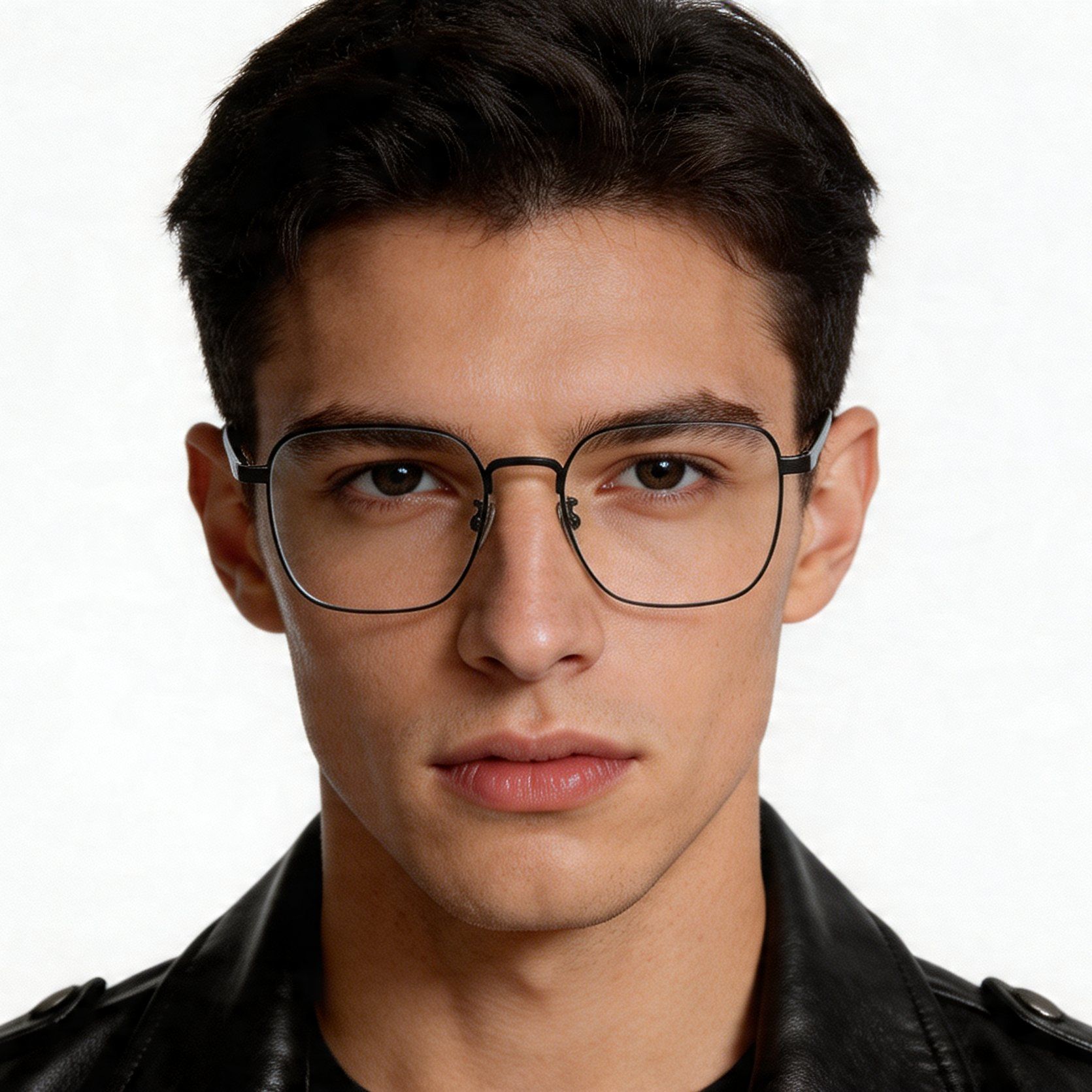 Geometrische schwarze Titanbrille #BS0406-0464