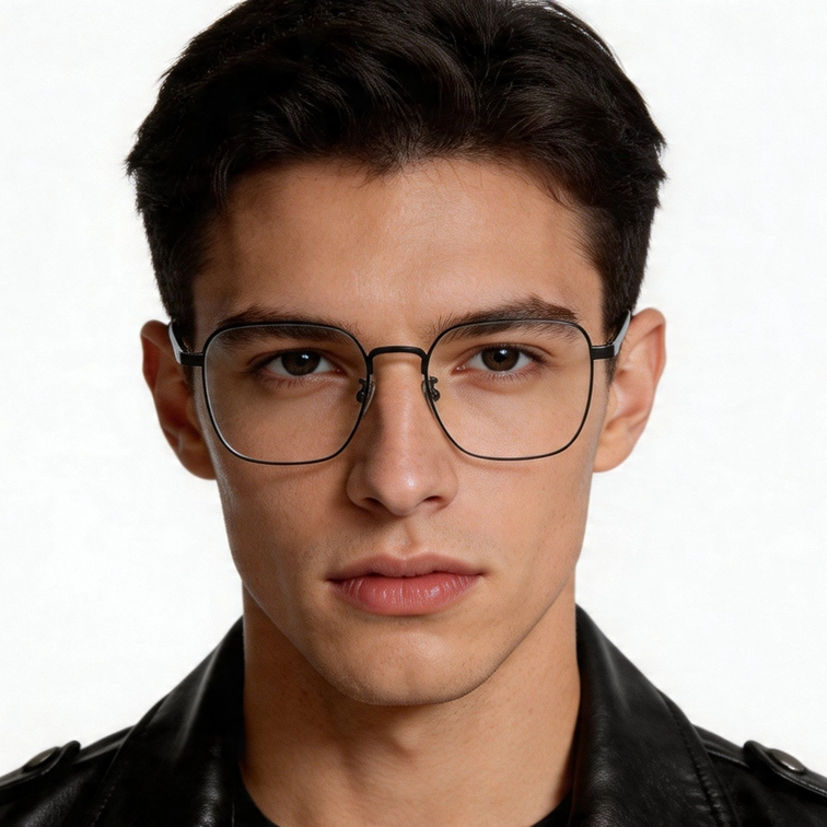 Geometric Black Titanium Glasses #BS0406-0464