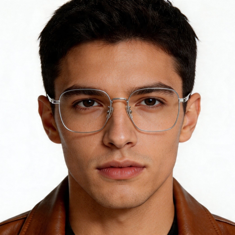 Geometric Silver Titanium Glasses #BS0406-0465