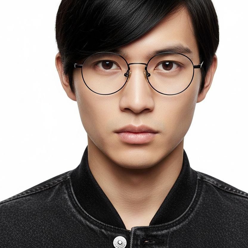 Gafas ovaladas de metal negro #BS0406-0470