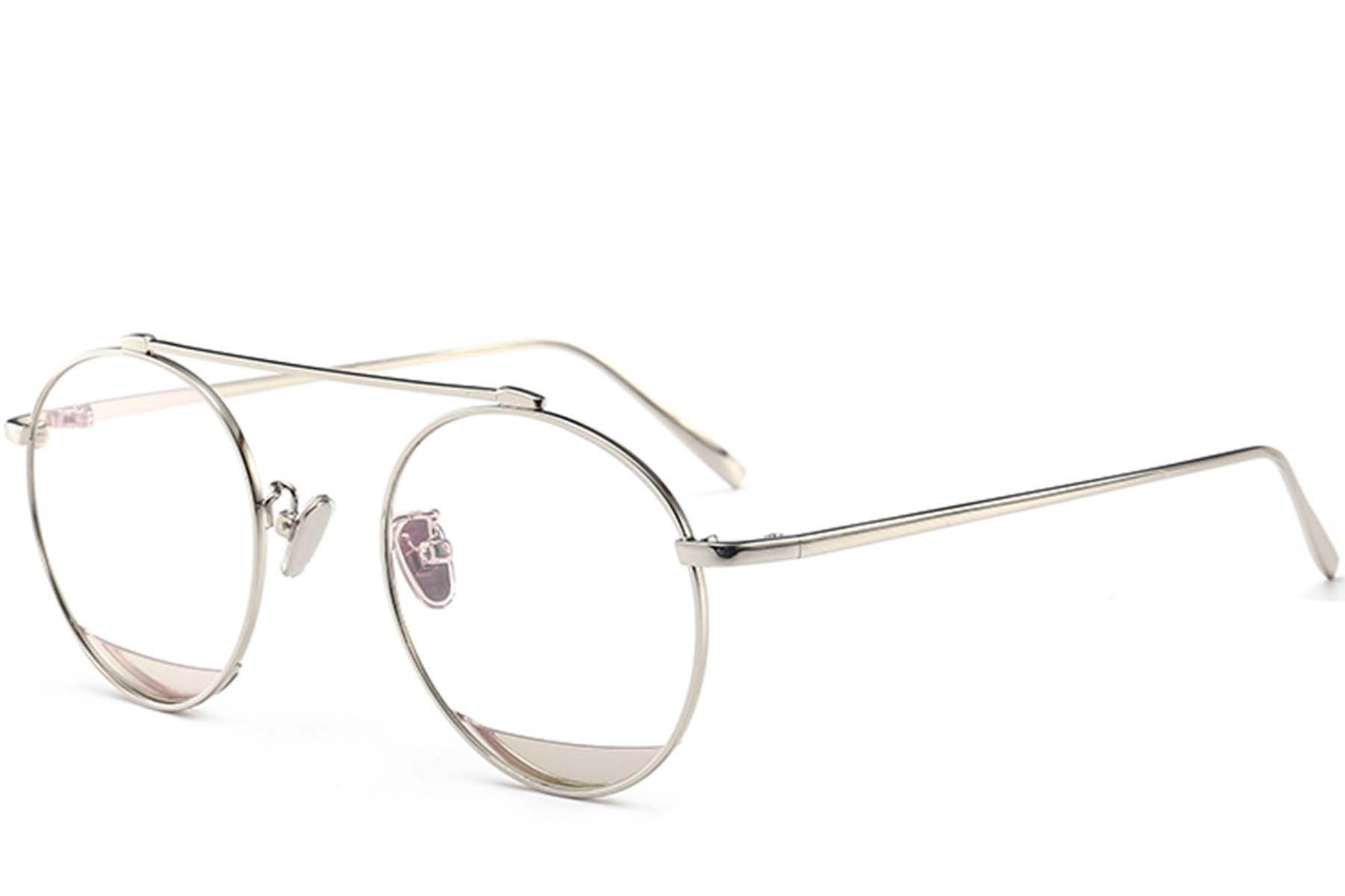 Pilotenbrille aus silbernem Metall #BS0406-0496