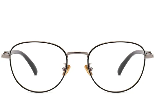 Lunettes ovales en métal gris #BS0406-0499