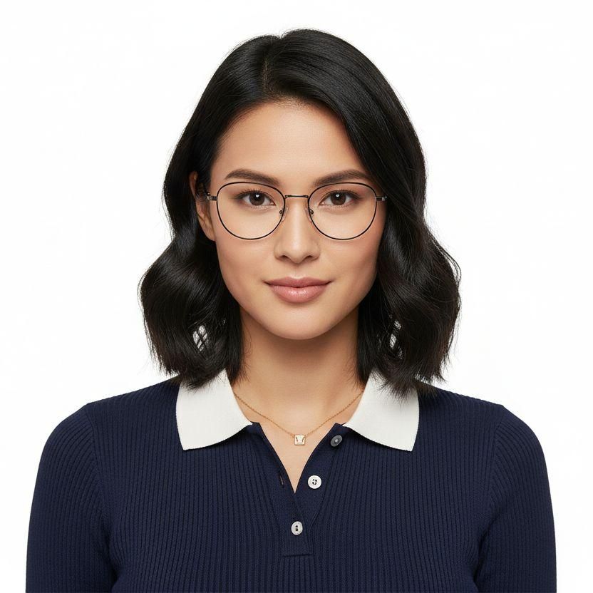 Gafas ovaladas de metal gris #BS0406-0499