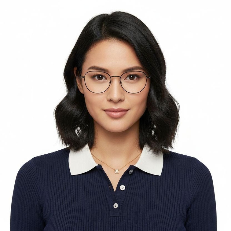 Gafas ovaladas de metal gris #BS0406-0499