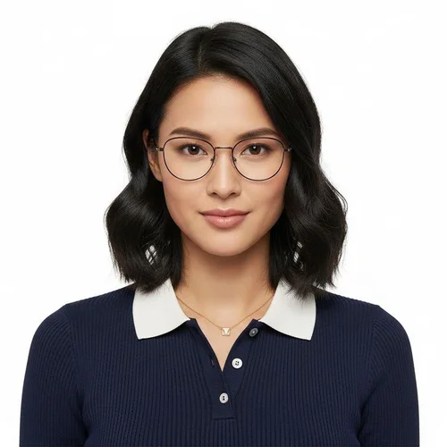 Lunettes ovales en métal gris #BS0406-0499