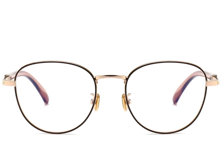 Oval Brown Metal Glasses #BS0406-0500