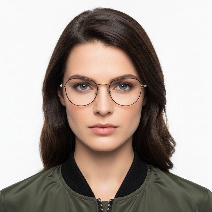 Gafas ovaladas de metal marrón #BS0406-0500