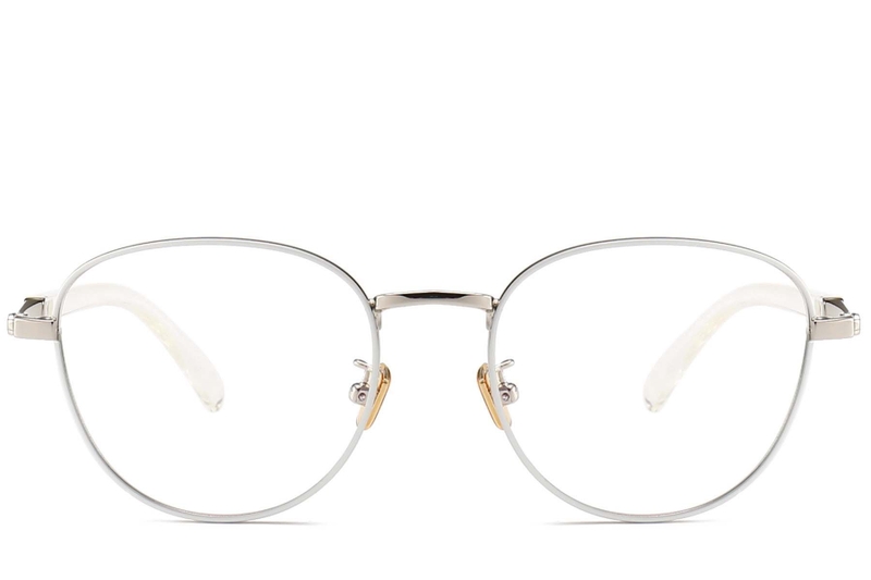 Oval White Metal Glasses #BS0406-0502
