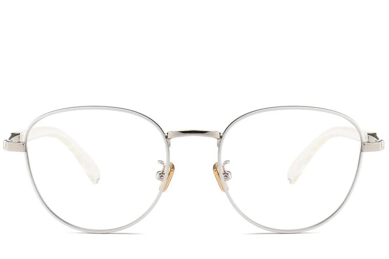 Ovale weiße Metallbrille #BS0406-0502