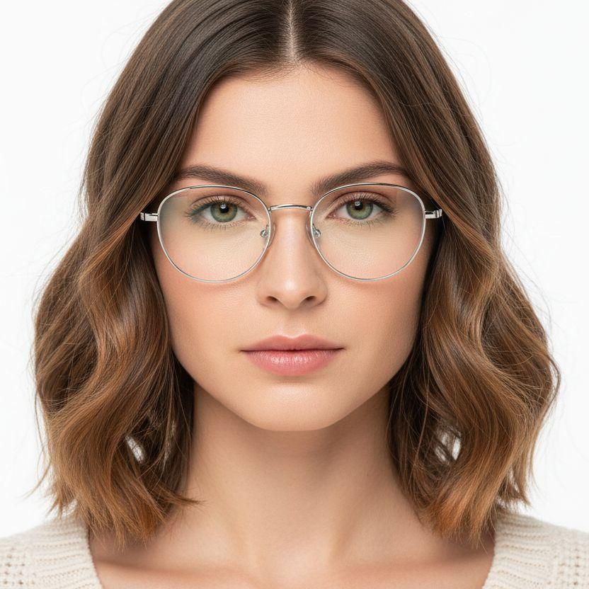 Oval White Metal Glasses #BS0406-0502